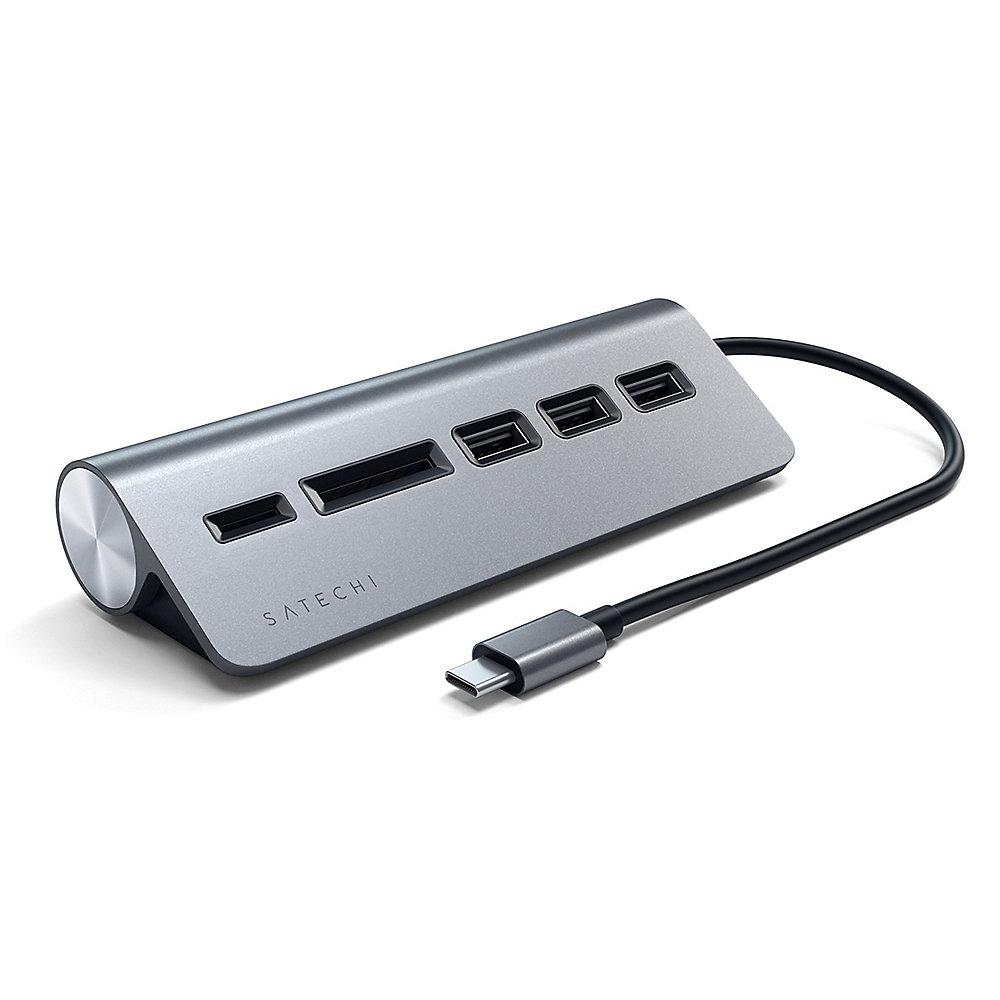 Satechi Type-C Aluminium USB Hub & Card Reader space gray, Satechi, Type-C, Aluminium, USB, Hub, &, Card, Reader, space, gray
