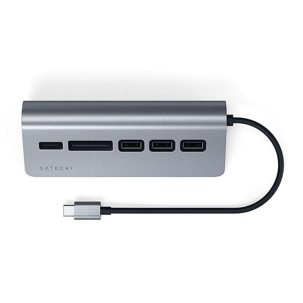 Satechi Type-C Aluminium USB Hub & Card Reader space gray, Satechi, Type-C, Aluminium, USB, Hub, &, Card, Reader, space, gray