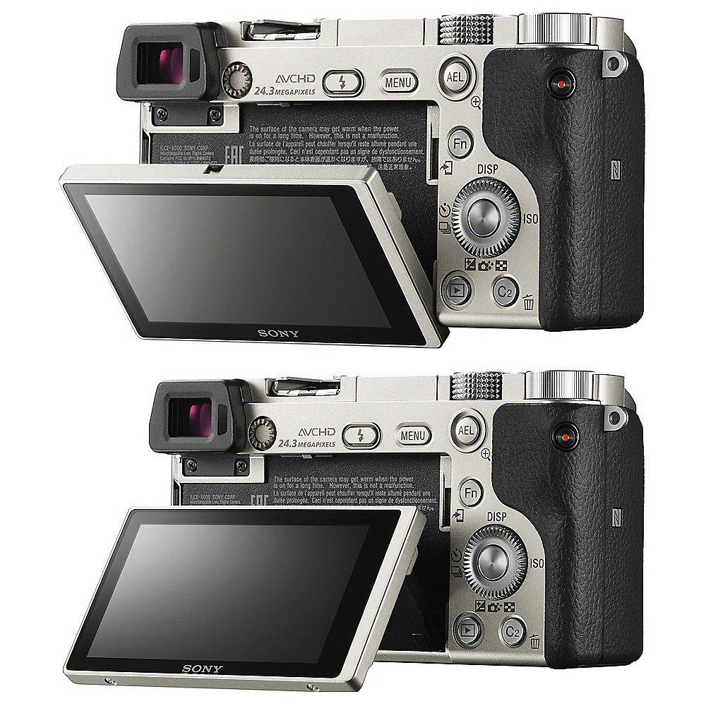 Sony Alpha 6000 Kit 16-50mm Systemkamera silber, Sony, Alpha, 6000, Kit, 16-50mm, Systemkamera, silber