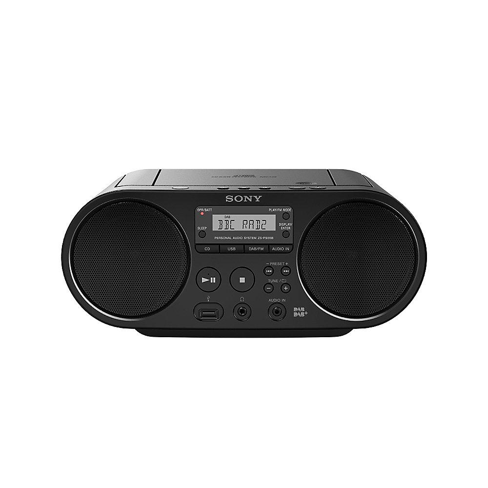 Sony ZS-PS55B CD-Boombox DAB  mit USB Schwarz, Sony, ZS-PS55B, CD-Boombox, DAB, USB, Schwarz