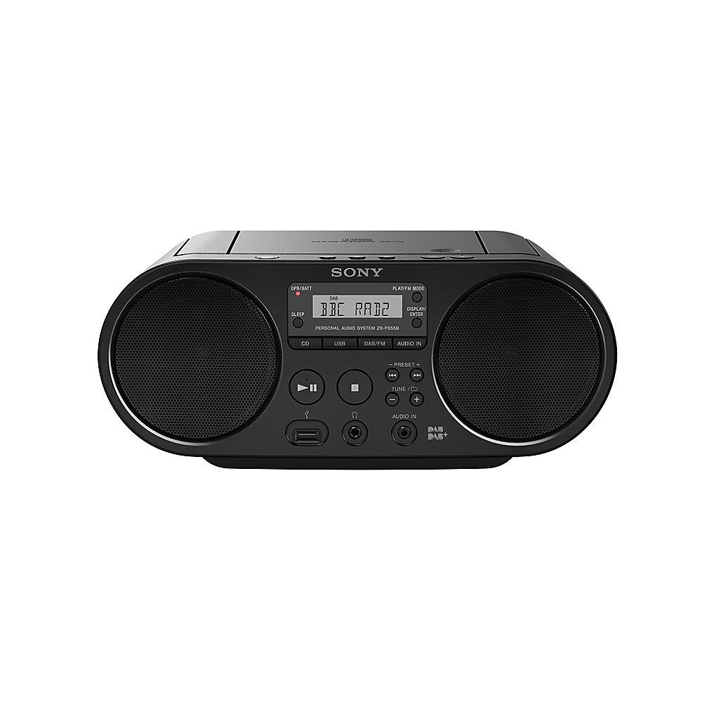 Sony ZS-PS55B CD-Boombox DAB  mit USB Schwarz, Sony, ZS-PS55B, CD-Boombox, DAB, USB, Schwarz