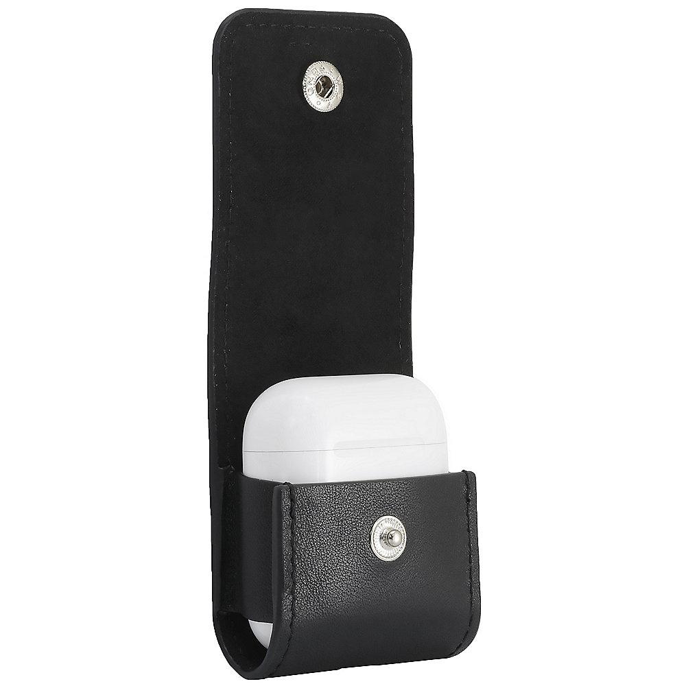 StilGut AirPod Case mit Lederband & Karabiner schwarz nappa