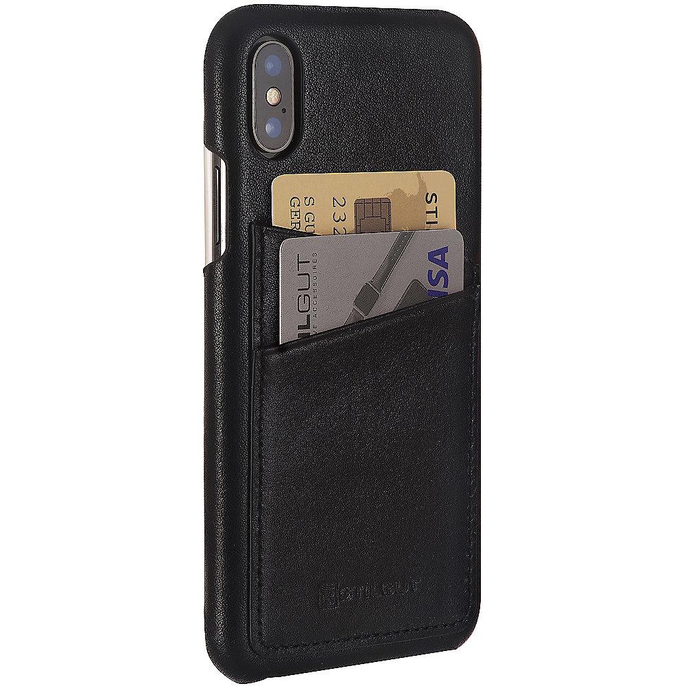 StilGut Cover mit Kartenfach für Apple iPhone X, schwarz