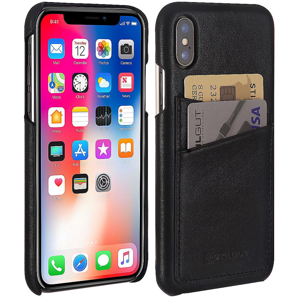 StilGut Cover mit Kartenfach für Apple iPhone X, schwarz