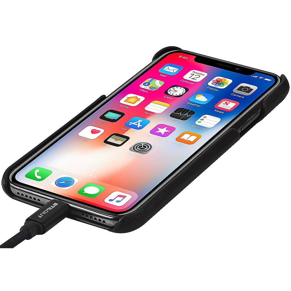 StilGut Cover mit Kartenfach für Apple iPhone X, schwarz