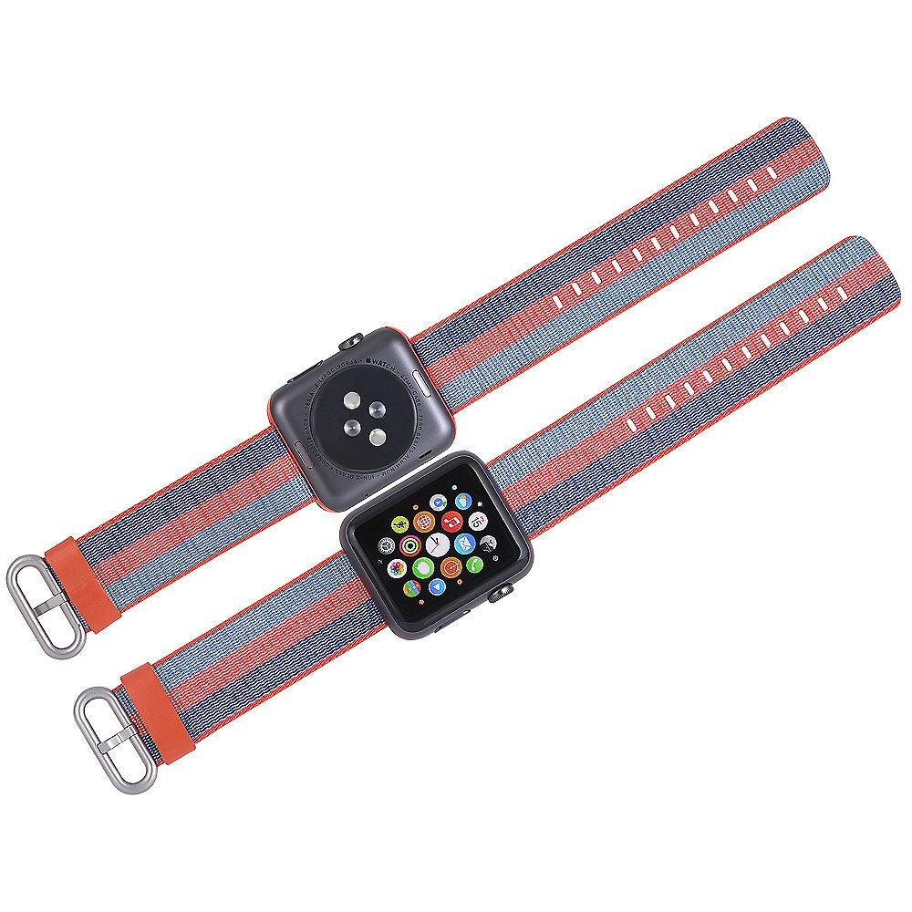 StilGut Nylon Armband für Apple Watch Serie 1-4 42mm orange/blau