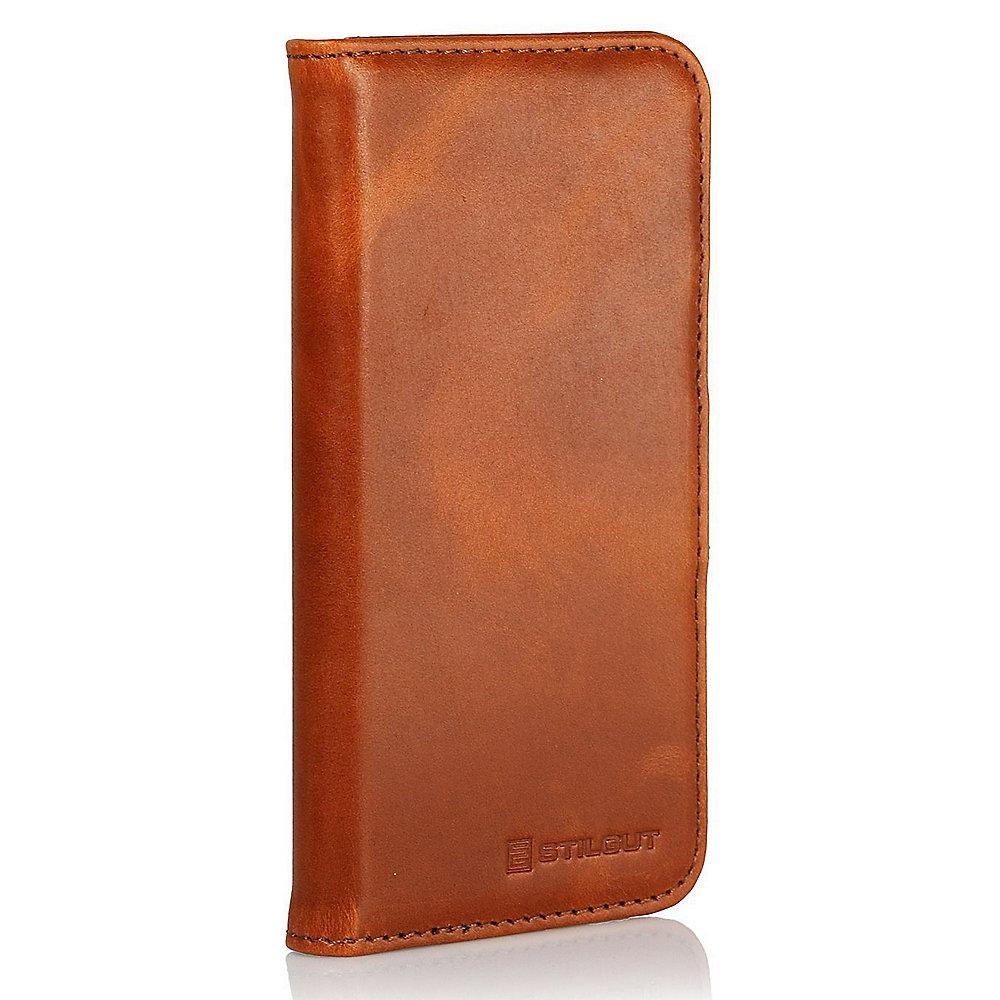 StilGut "Talis" Book Wallet Ledertasche für iPhone SE/5/5s cognac braun