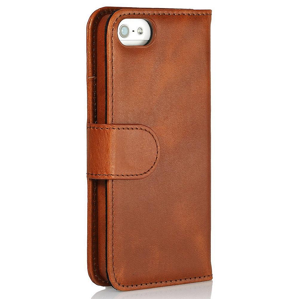 StilGut "Talis" Book Wallet Ledertasche für iPhone SE/5/5s cognac braun