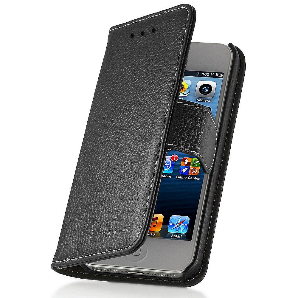 StilGut "Talis" Book Wallet Ledertasche für iPhone SE/5/5s schwarz