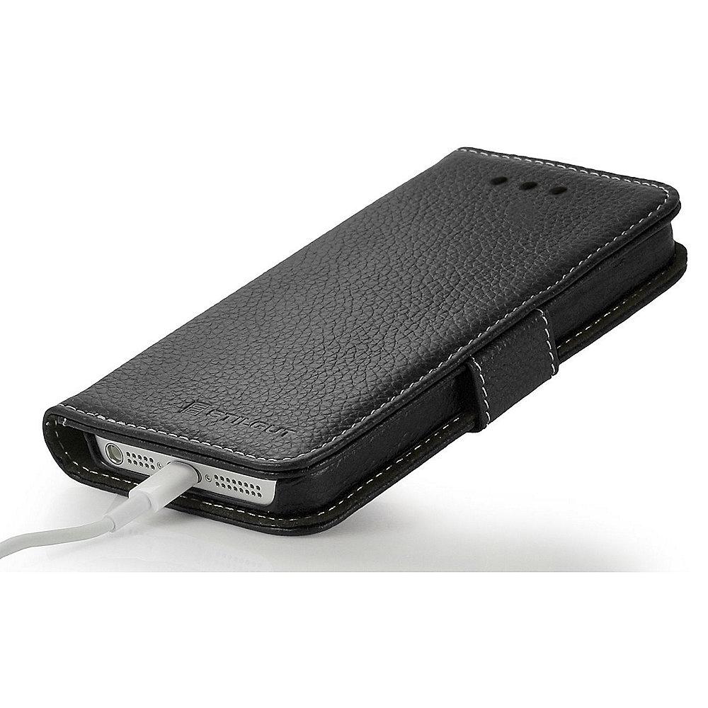 StilGut "Talis" Book Wallet Ledertasche für iPhone SE/5/5s schwarz