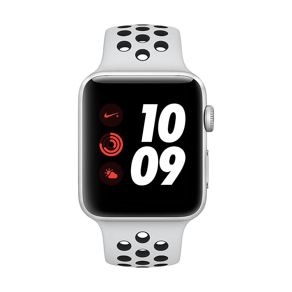 Apple Watch Nike  LTE 42mm Aluminiumgehäuse Silber Sportarmband Platinum Schwarz