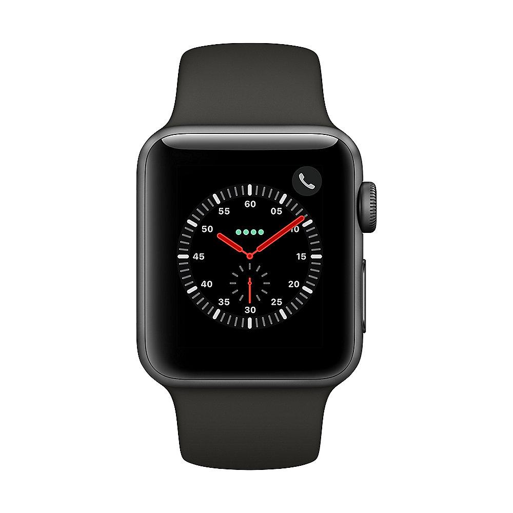 Apple Watch Series 3 LTE 38mm Aluminiumgehäuse Space Grau Sportarmband Grau