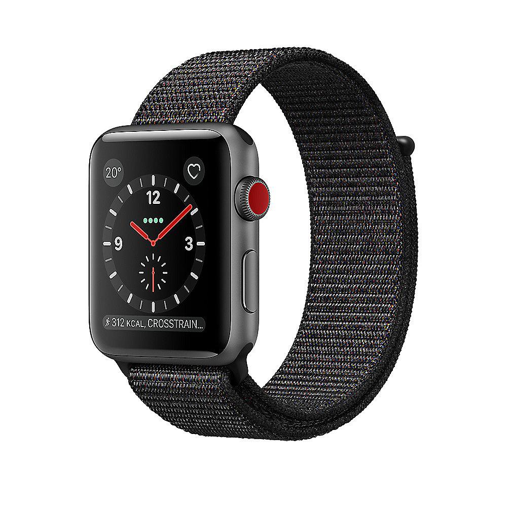 Apple Watch Series 3 LTE 42mm Aluminiumgehäuse Space Grau Sport Loop Schwarz