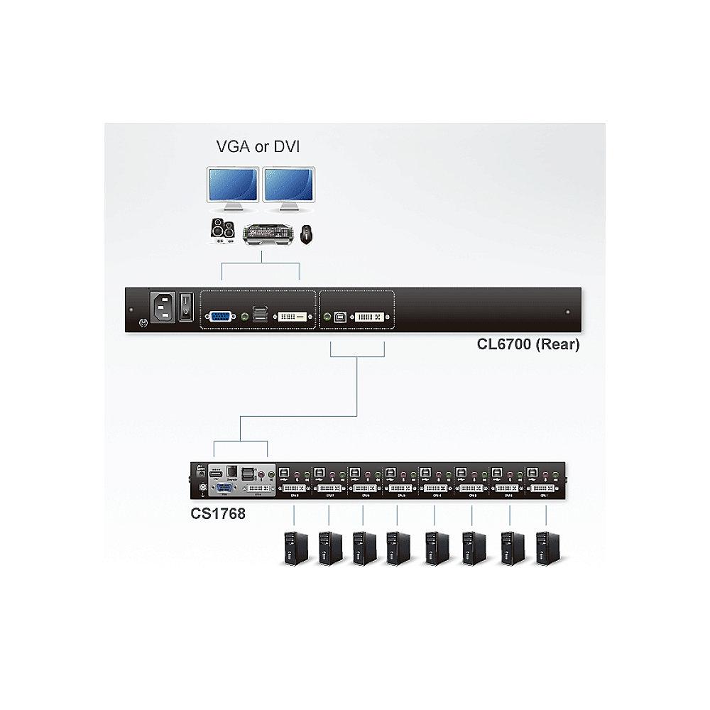 Aten CL6700 19-Zoll-DVI-LCD-Konsole (USB) schwarz, Aten, CL6700, 19-Zoll-DVI-LCD-Konsole, USB, schwarz