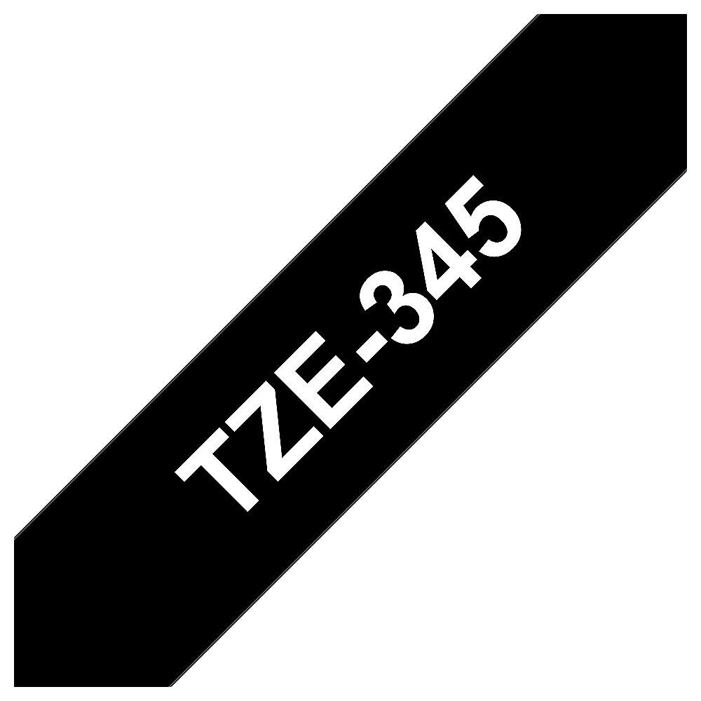 Brother TZe-345 Schriftband 18mm x 8m, weiß auf schwarz, selbstklebend