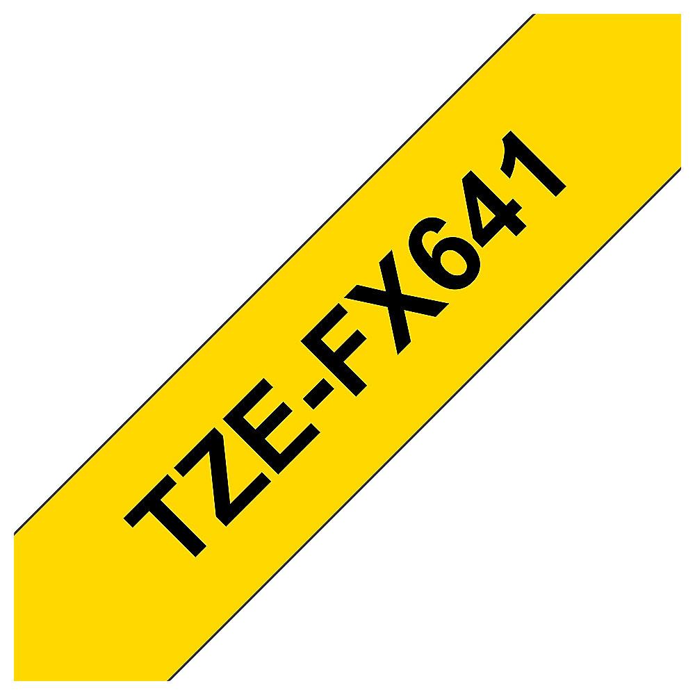 Brother TZe-FX641 Schriftband 18mm x 8m schwarz auf gelb Flexi-Tape, Brother, TZe-FX641, Schriftband, 18mm, x, 8m, schwarz, gelb, Flexi-Tape