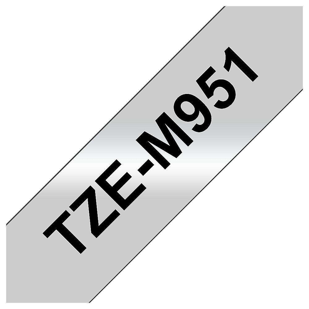 Brother TZe-M951 Schriftband, 24mm x 8m, schwarz auf silber (matt), Brother, TZe-M951, Schriftband, 24mm, x, 8m, schwarz, silber, matt,