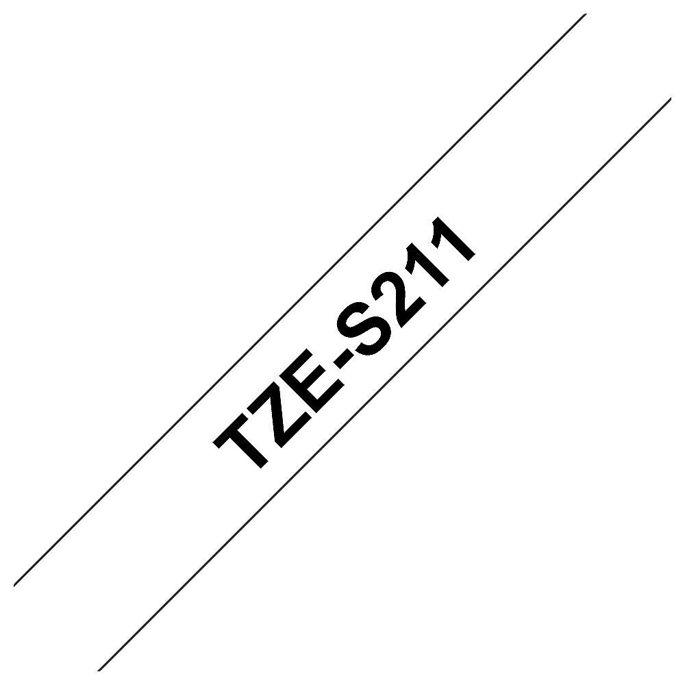 Brother TZe-S211 Schriftband, 6mm x 8m, schwarz auf weiß, stark klebend