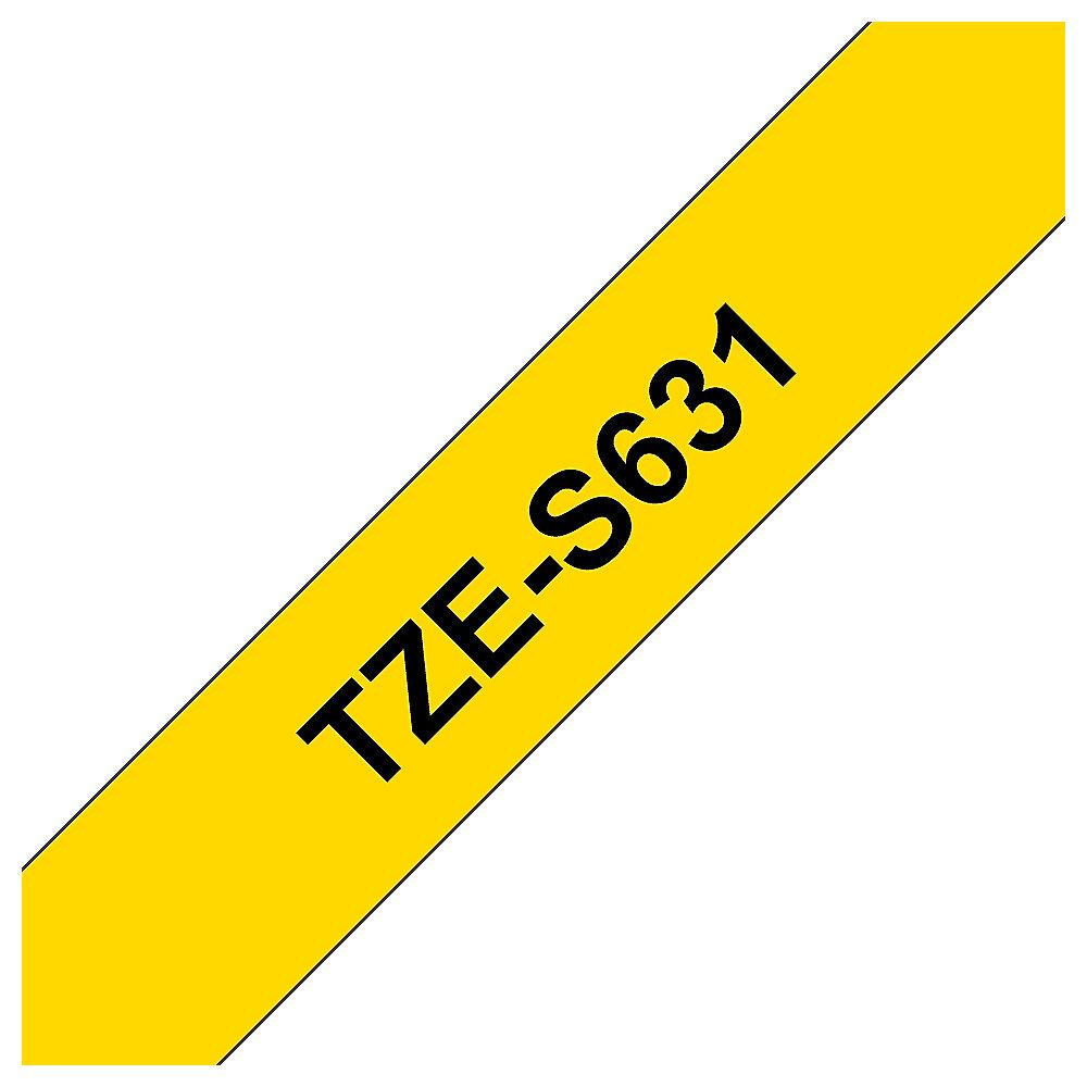 Brother TZe-S631 Schriftband, 12mm x 8m, schwarz auf gelb, stark klebend, Brother, TZe-S631, Schriftband, 12mm, x, 8m, schwarz, gelb, stark, klebend