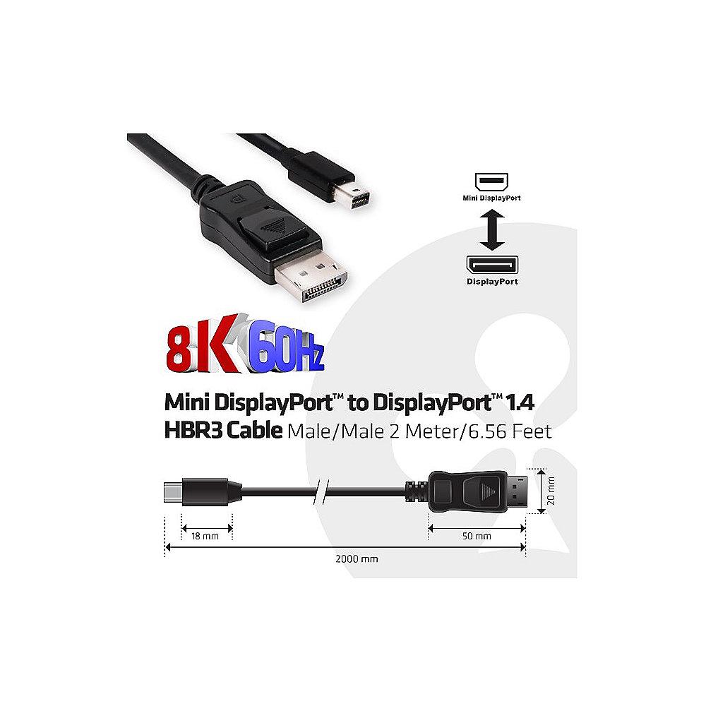 Club 3D 8K 60Hz Displayport 1.4 Adapterkabel 2m mDP zu DP HBR3 CAC-1115, Club, 3D, 8K, 60Hz, Displayport, 1.4, Adapterkabel, 2m, mDP, DP, HBR3, CAC-1115