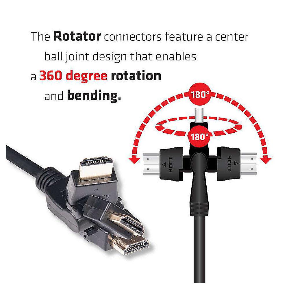 Club 3D HDMI 2.0 Kabel 2m 4K60Hz UHD 360° drehbar St./St. schwarz, Club, 3D, HDMI, 2.0, Kabel, 2m, 4K60Hz, UHD, 360°, drehbar, St./St., schwarz