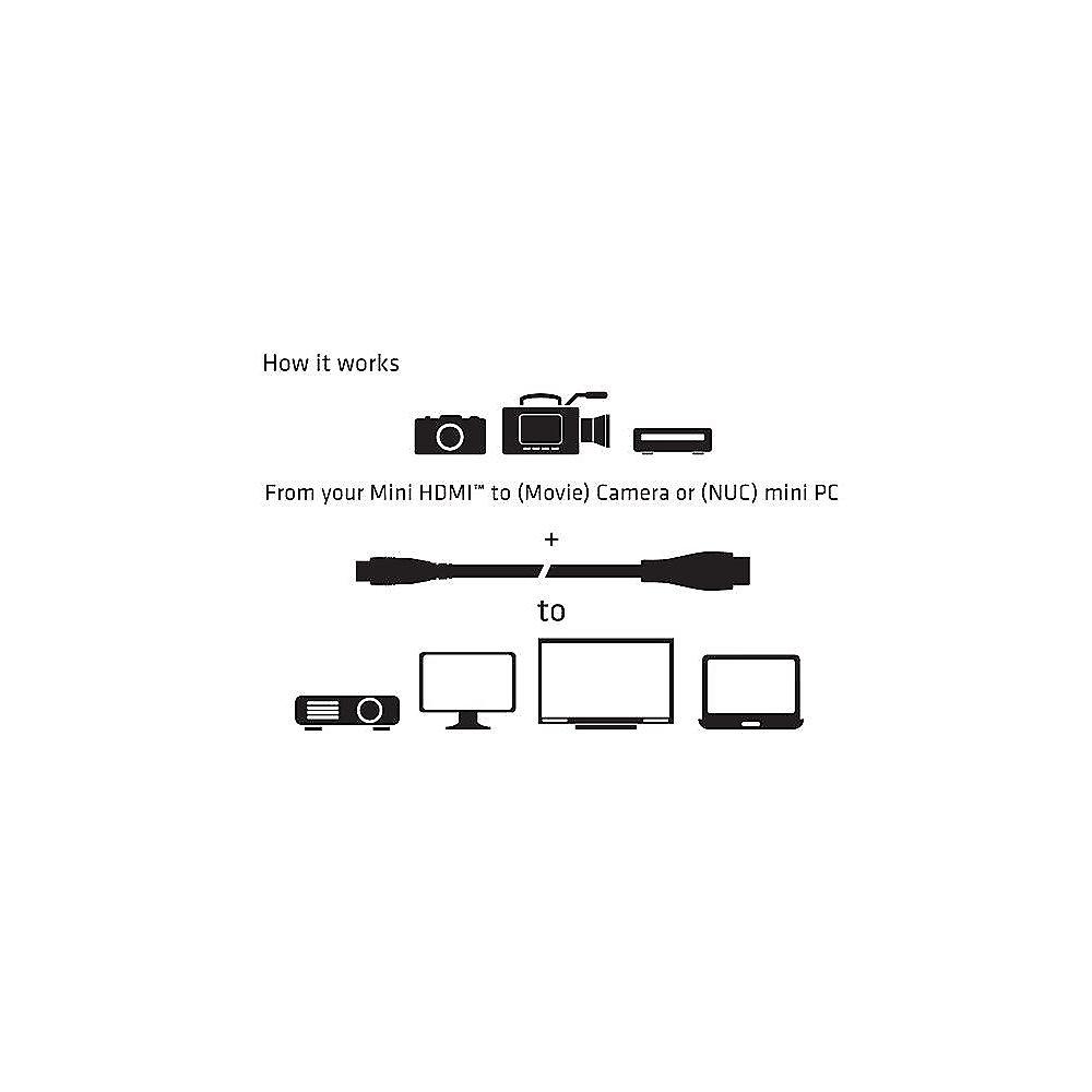Club 3D HDMI Kabel 1m mini HDMI zu HDMI 2.0 UHD bidirektional St./St. schwarz, Club, 3D, HDMI, Kabel, 1m, mini, HDMI, HDMI, 2.0, UHD, bidirektional, St./St., schwarz