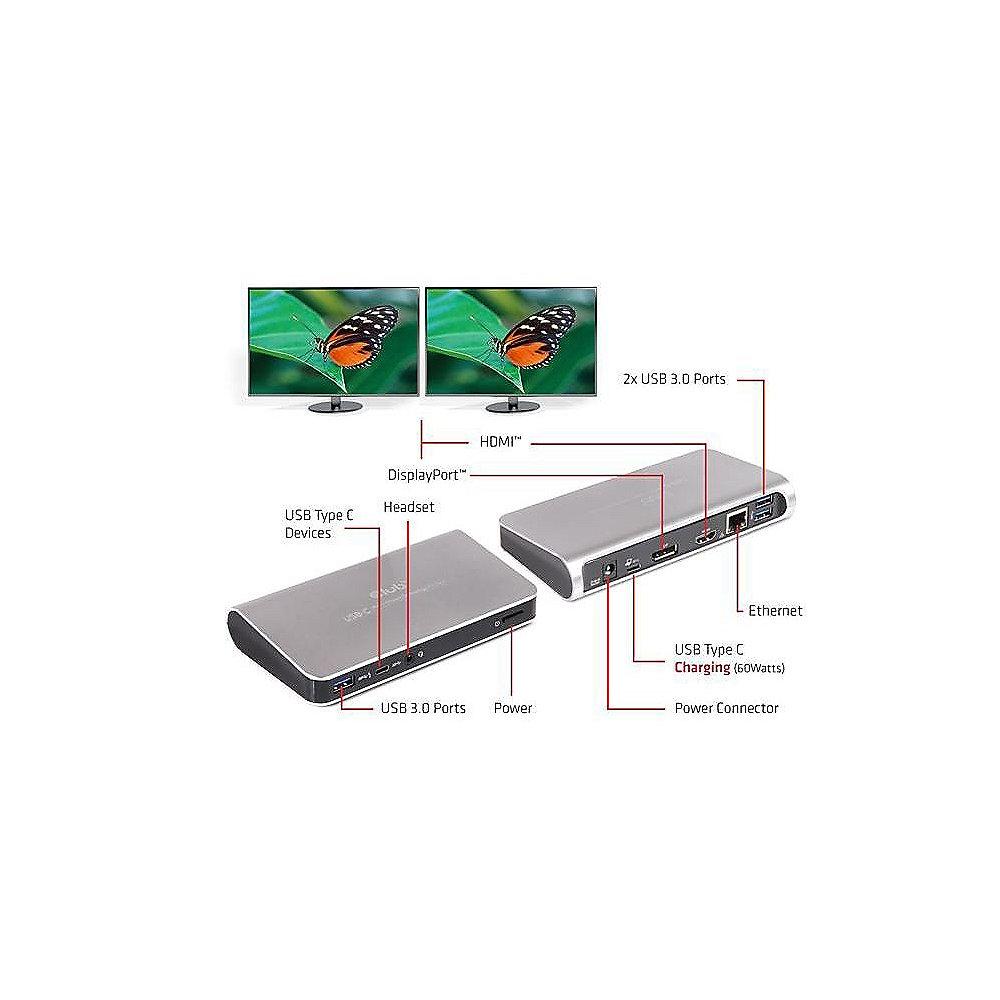 Club 3D SenseVision USB 3.0 Typ-C MST Dock mit Ladefunktion CSV-1560, Club, 3D, SenseVision, USB, 3.0, Typ-C, MST, Dock, Ladefunktion, CSV-1560