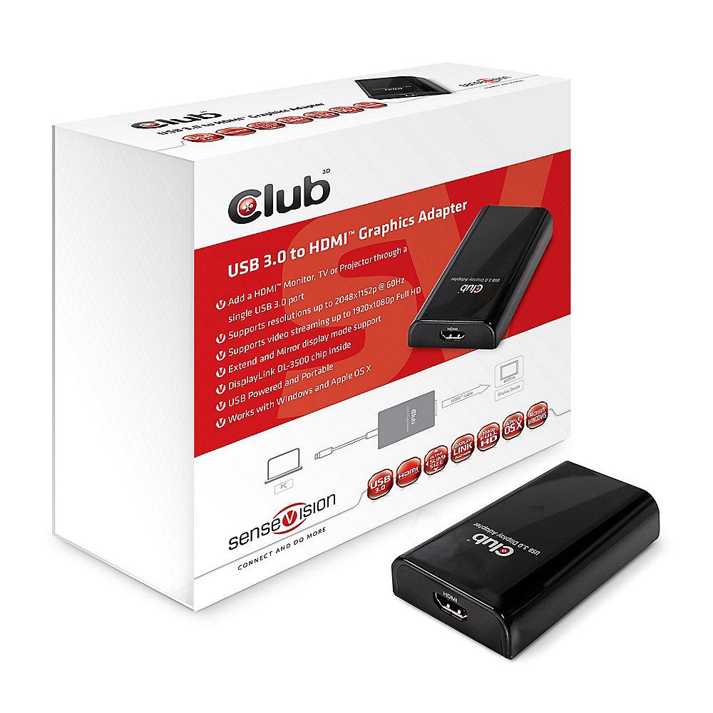 Club 3D USB 3.0 Grafikadapter 0,6m USB 3.0 zu HDMI St./Bu. schwarz CSV-2300H, Club, 3D, USB, 3.0, Grafikadapter, 0,6m, USB, 3.0, HDMI, St./Bu., schwarz, CSV-2300H