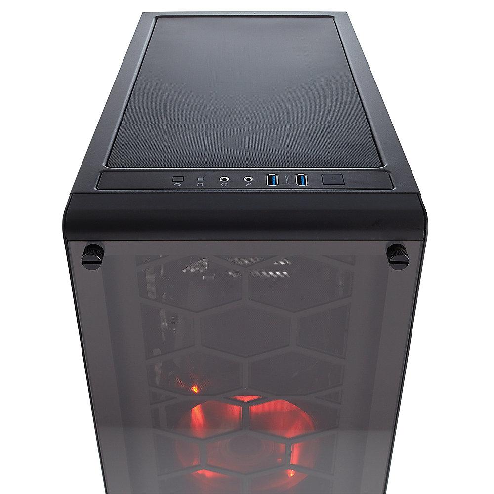 Corsair Crystal 460X Schwarz Rot LED Midi Tower ATX Gehäuse mit gehärtetem Glas