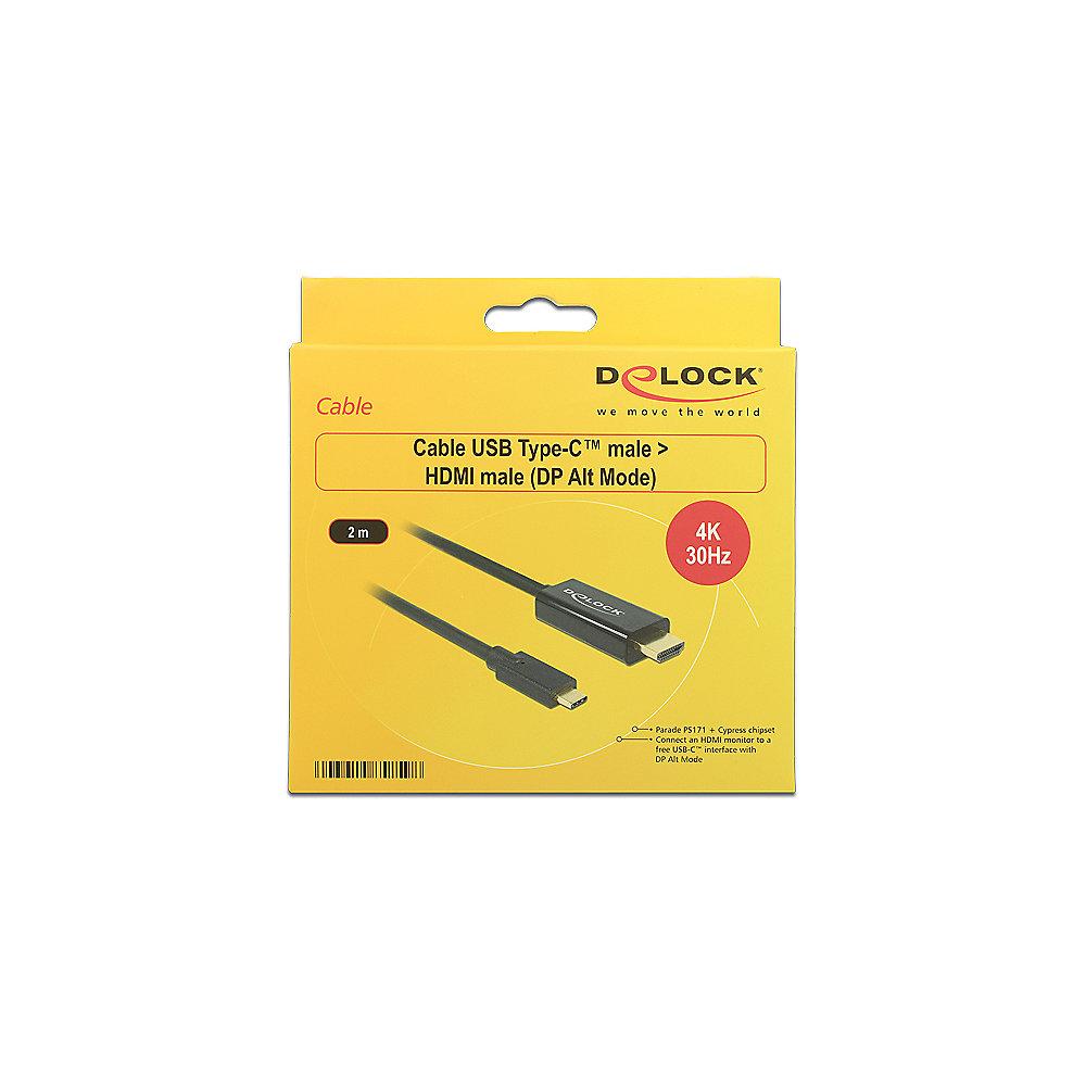 DeLOCK Adapterkabel 2m USB-C zu HDMI 4k 30Hz St./St. 85259 schwarz