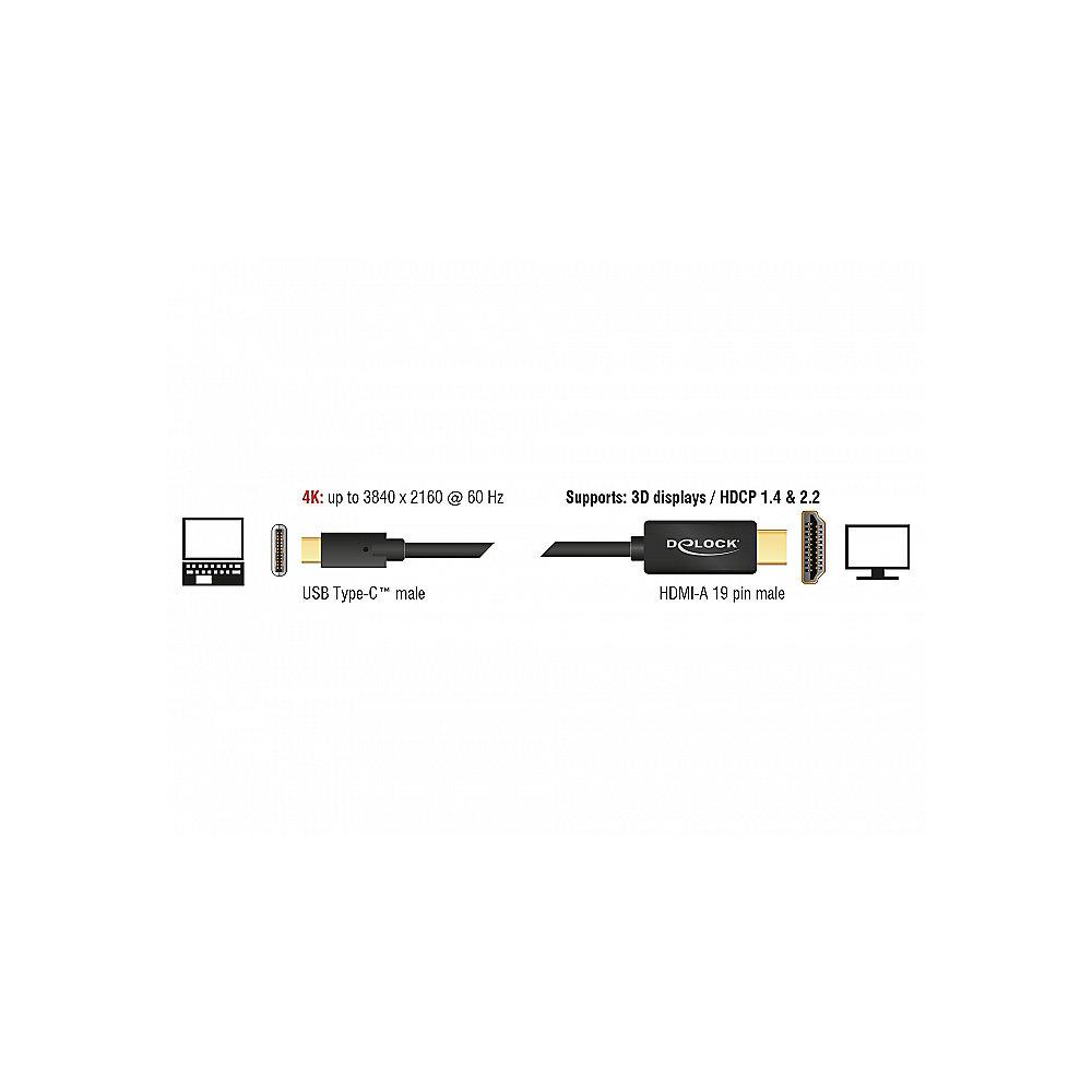 DeLOCK Adapterkabel 2m USB-C zu HDMI 4k 60Hz St./St. 85291 schwarz