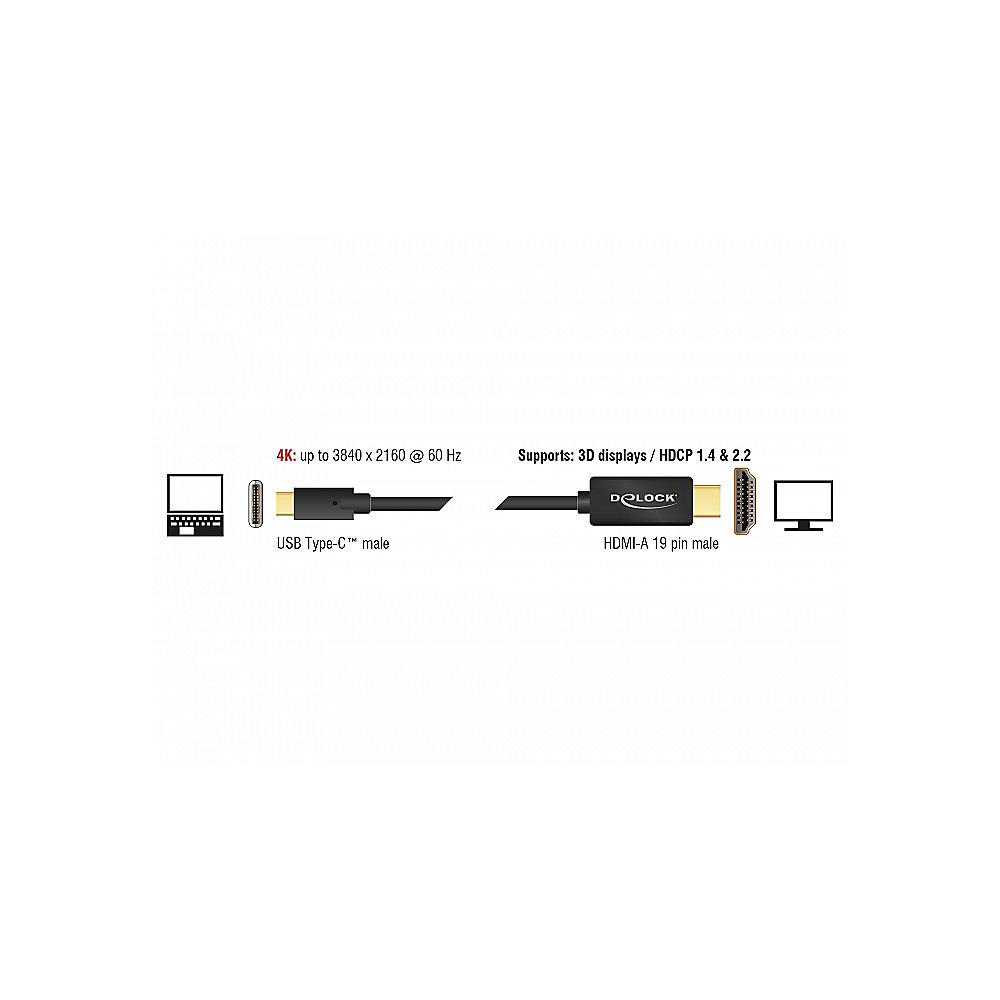 DeLOCK Adapterkabel 3m USB-C zu HDMI 4k 60Hz St./St. 85292 schwarz