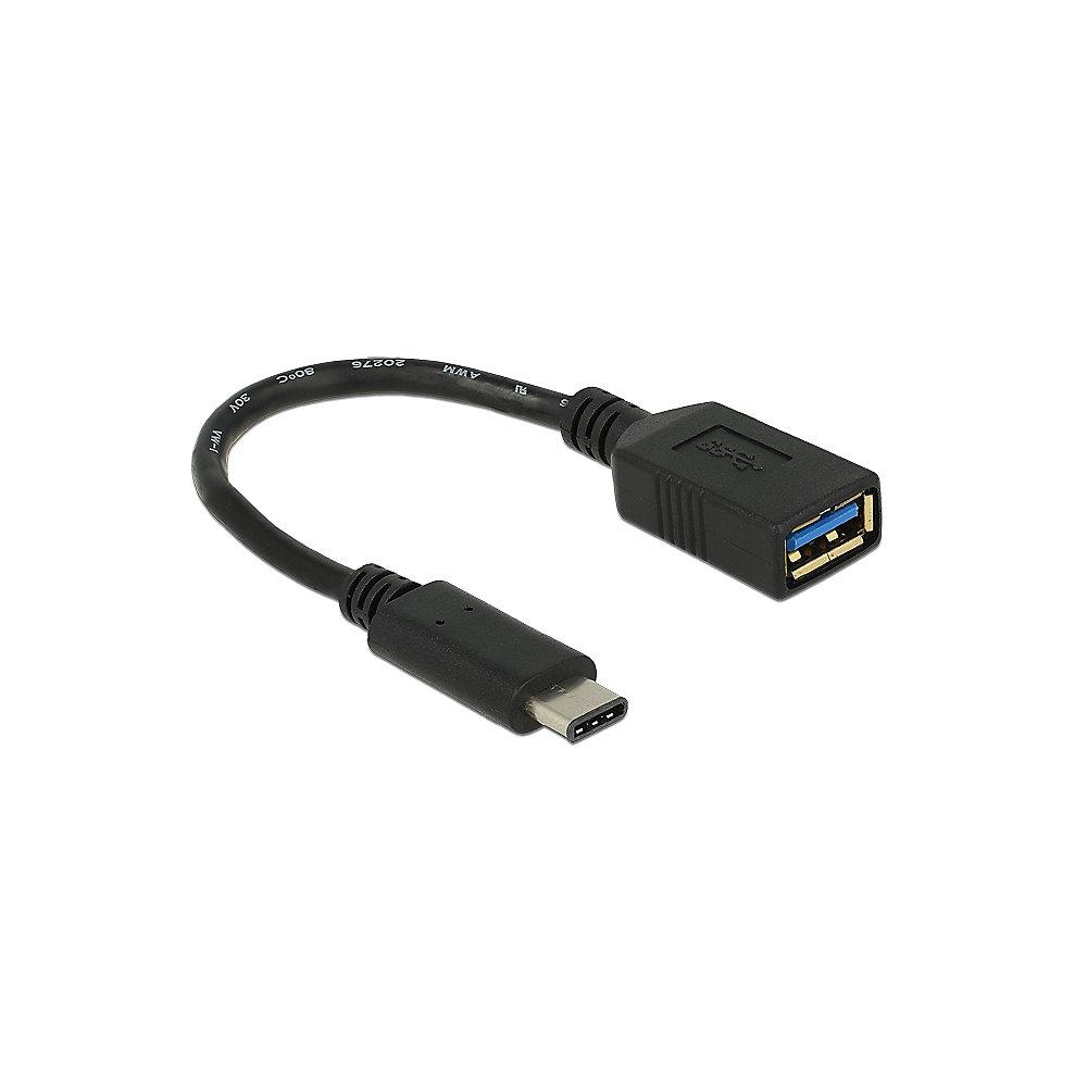 DeLOCK USB 3.1 Adapterkabel 0,15m C zu A Gen1 St./Bu. 65634 schwarz, DeLOCK, USB, 3.1, Adapterkabel, 0,15m, C, A, Gen1, St./Bu., 65634, schwarz