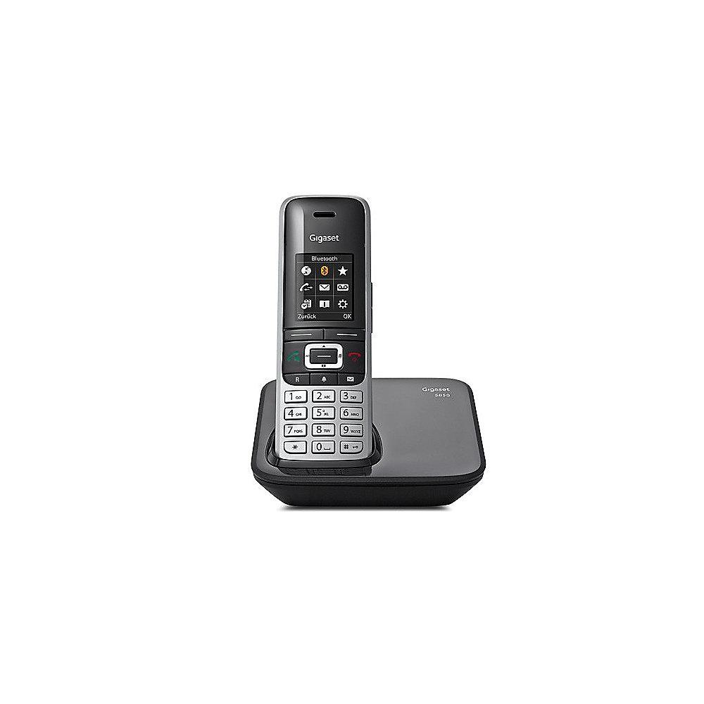 Gigaset S850 schnurloses Festnetztelefon PC-Anschluss (analog) platin/schwarz, Gigaset, S850, schnurloses, Festnetztelefon, PC-Anschluss, analog, platin/schwarz