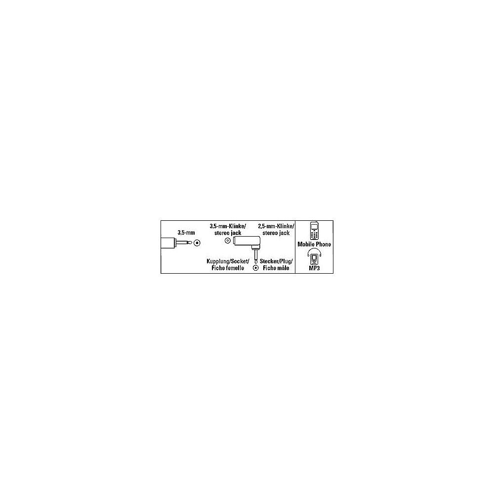 Hama Klinke Winkeladapter 3,5mm- zu 2,5mm Klinke 90° stereo Bu./St. schwarz, Hama, Klinke, Winkeladapter, 3,5mm-, 2,5mm, Klinke, 90°, stereo, Bu./St., schwarz