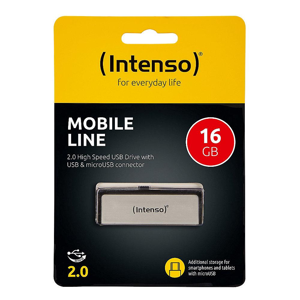 Intenso 16GB Mobile Line USB 2.0 Stick USB & MicroUSB, Intenso, 16GB, Mobile, Line, USB, 2.0, Stick, USB, &, MicroUSB