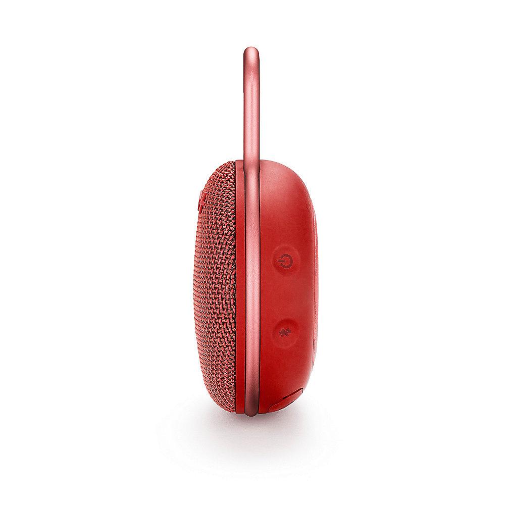 JBL Clip 3 Red Tragbarer Bluetooth-Lautsprecher Rot wasserdicht nach IPX7
