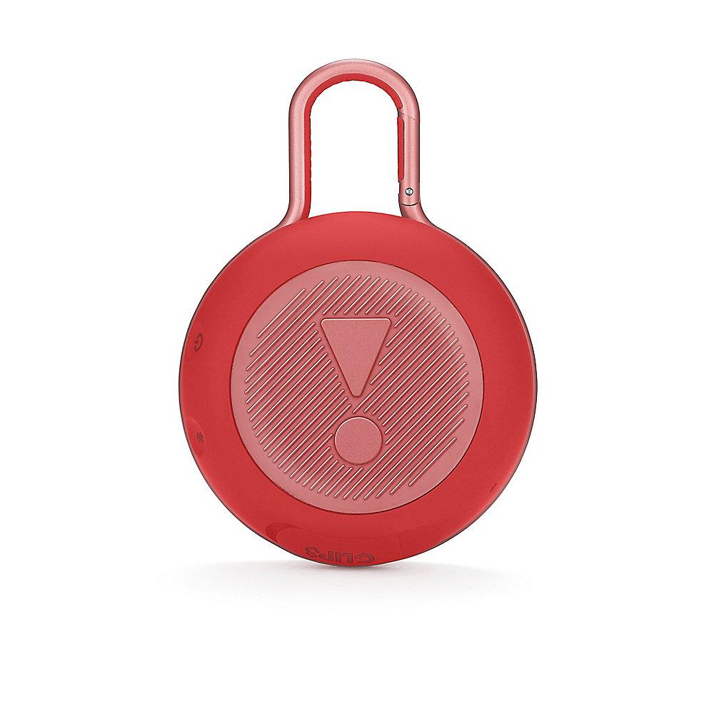 JBL Clip 3 Red Tragbarer Bluetooth-Lautsprecher Rot wasserdicht nach IPX7