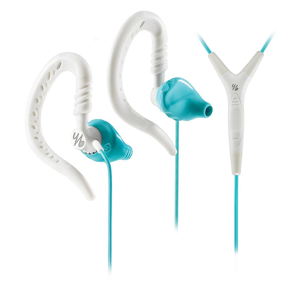 JBL Yurbuds Focus 400 - Sport-In Ear-Kopfhörer (Ohrbügel) Mikro/Fernb. aqua/weiß