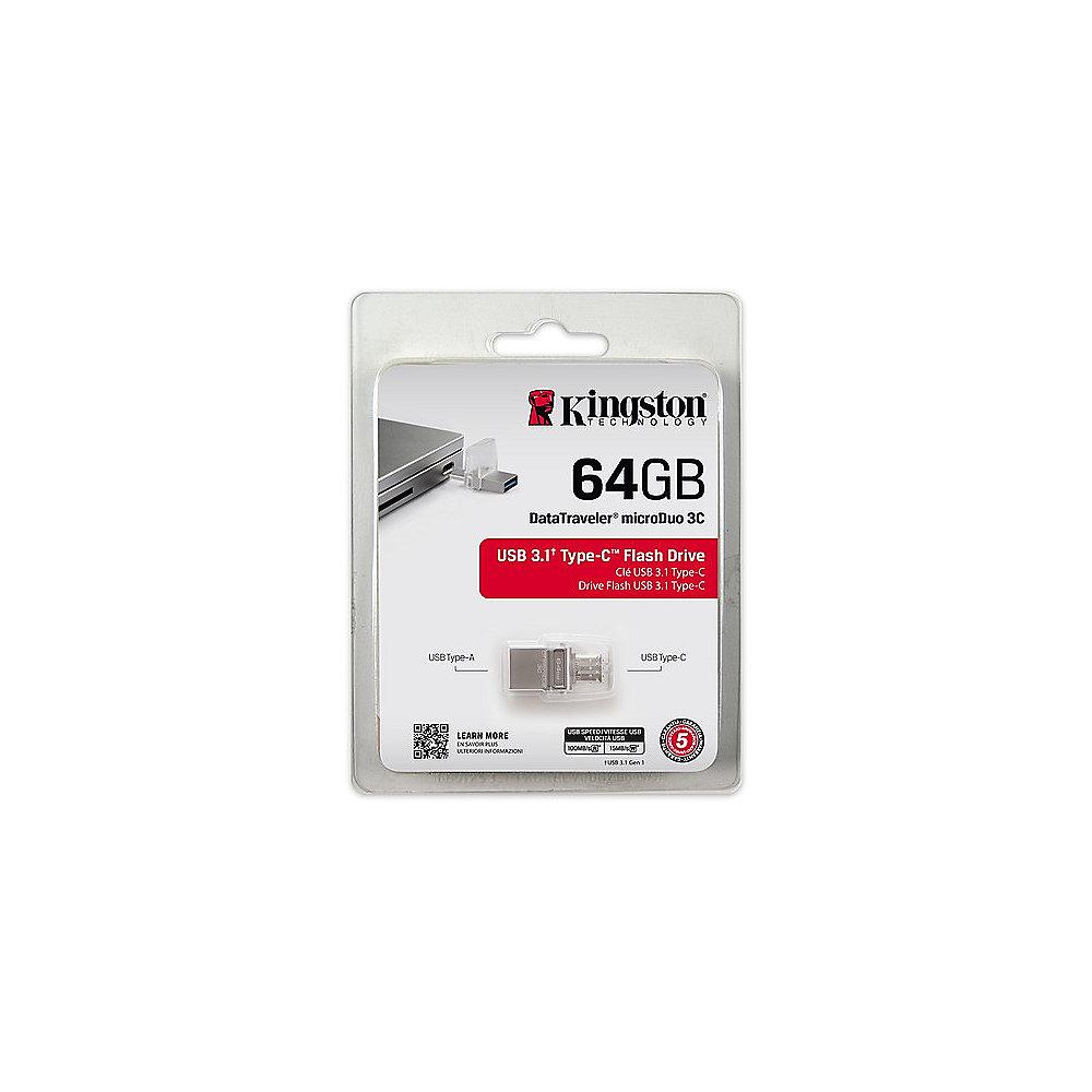 Kingston 64GB DataTraveler MicroDuo 3C USB3.1/ Type C - Stick, Kingston, 64GB, DataTraveler, MicroDuo, 3C, USB3.1/, Type, C, Stick
