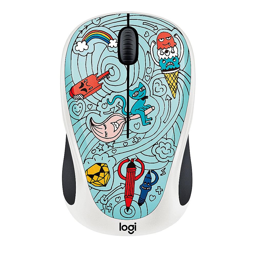 Logitech M238 Kabellose Mobile Maus Doodle Collection BAE-BEE BLUE 910-005055