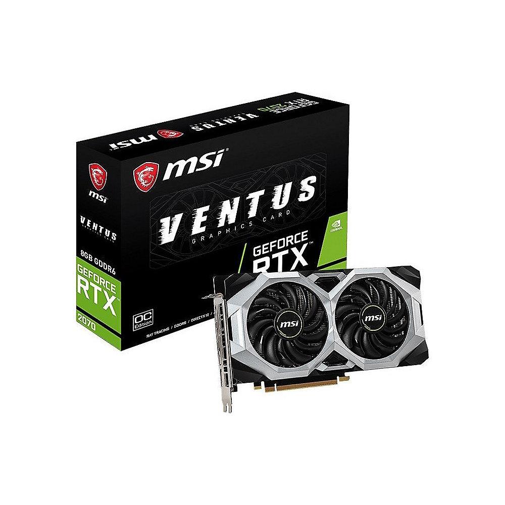 MSI GeForce RTX 2070 Ventus OC 8GB GDDR6 Grafikkarte 3xDP/HDMI/USB-C, MSI, GeForce, RTX, 2070, Ventus, OC, 8GB, GDDR6, Grafikkarte, 3xDP/HDMI/USB-C