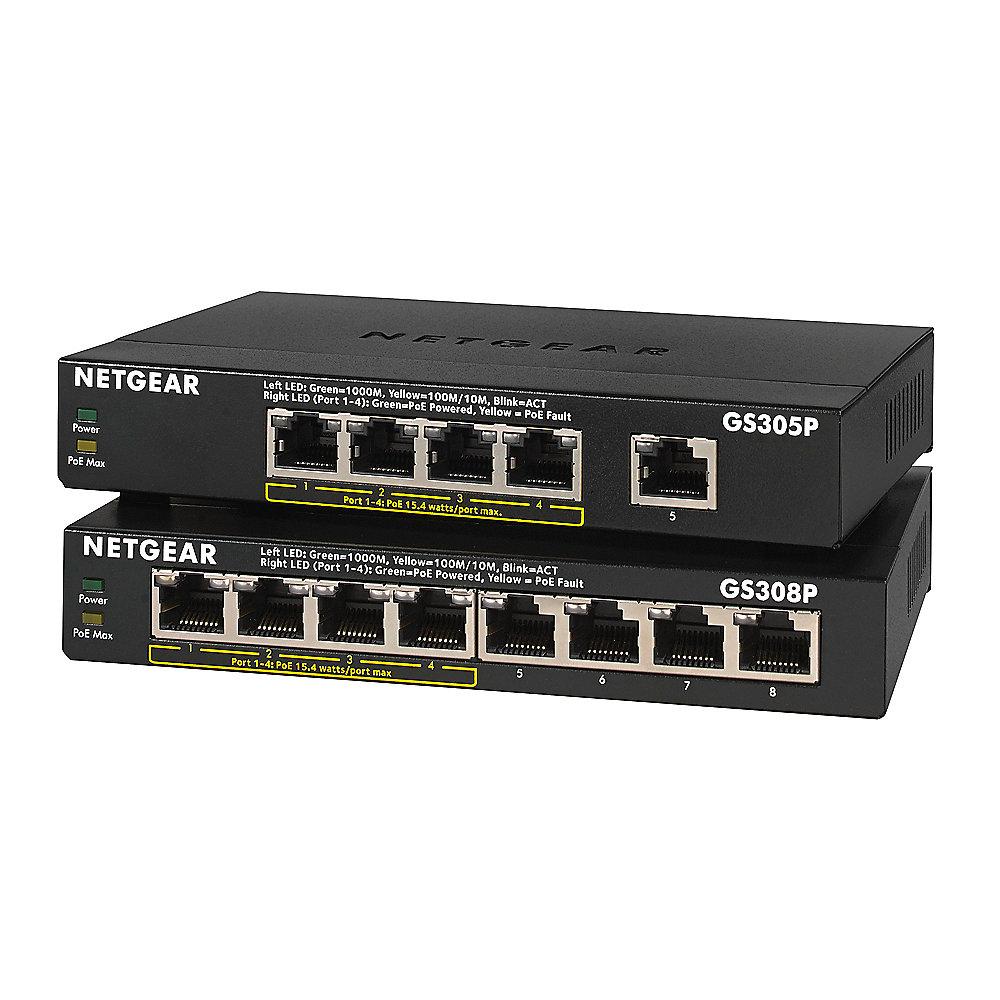 Netgear GS305P-100PES 5-Port Gigabit PoE Switch mit Metallgehäuse