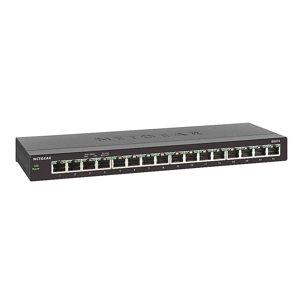 Netgear GS316 16x Gigabit Switch 10/100/1000MBit Metallgehäuse GS316-100PES