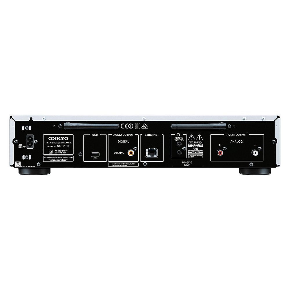 Onkyo NS-6130 Hi-Res Netzwerk-Audio-Player Chromcast Airplay silber, Onkyo, NS-6130, Hi-Res, Netzwerk-Audio-Player, Chromcast, Airplay, silber