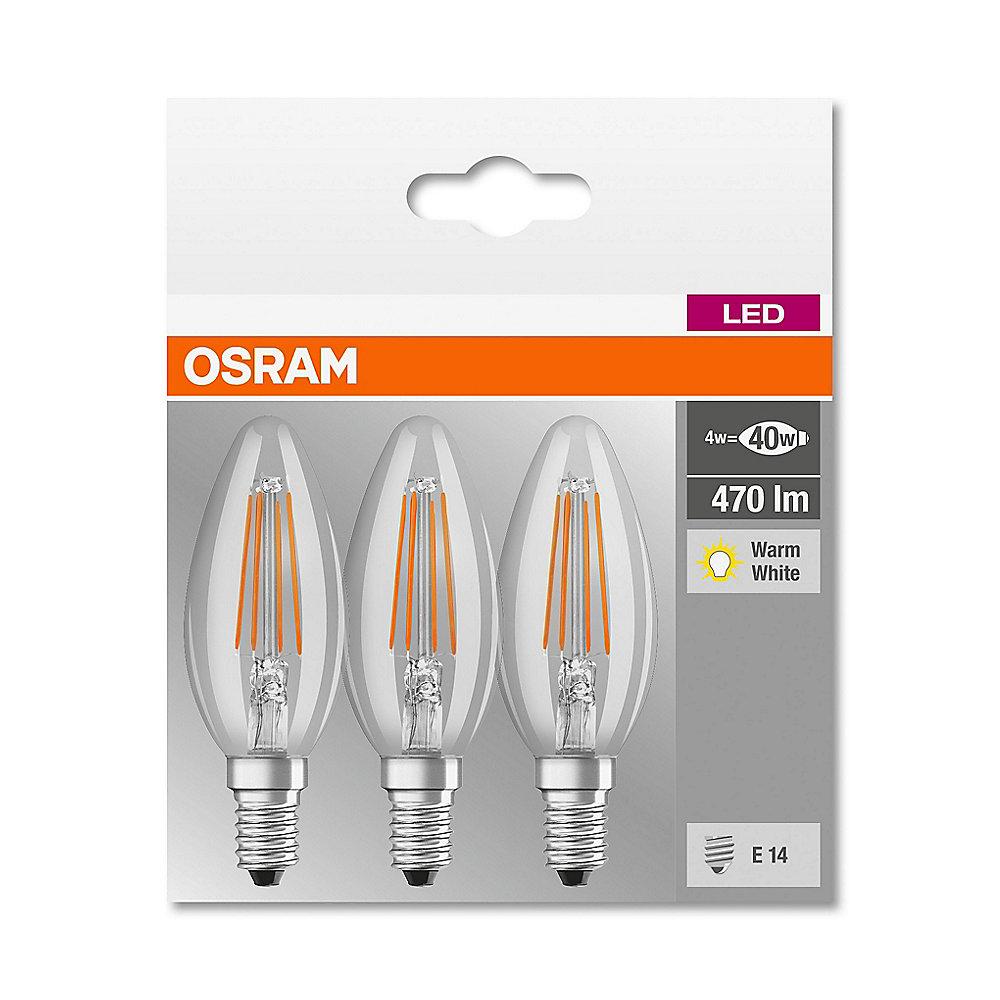 Osram LED Filament Classic B40 Kerze 4W (40W) klar E14 warmweiß 3er-Pack, Osram, LED, Filament, Classic, B40, Kerze, 4W, 40W, klar, E14, warmweiß, 3er-Pack