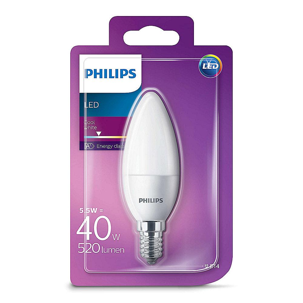 Philips LED Kerze B35 5,5W (40W) E14 matt kaltweiß, Philips, LED, Kerze, B35, 5,5W, 40W, E14, matt, kaltweiß