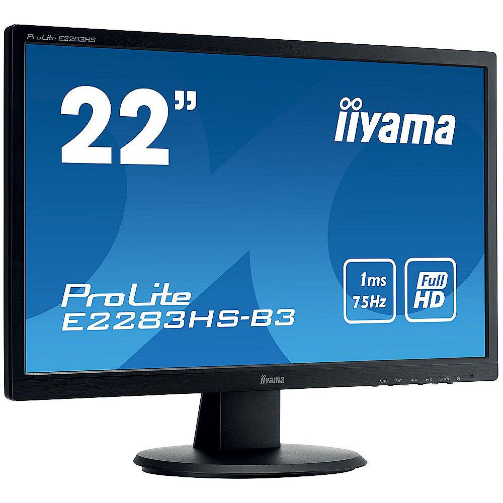 Projekt: iiyama ProLite E2283HS-B3 54,6cm (21,5") 16:9 FullHD VGA/DP/HDMI 1ms