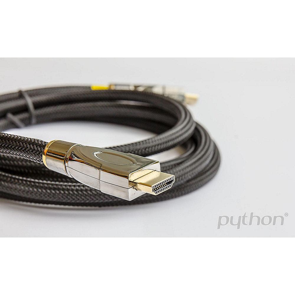 PYTHON HDMI 2.0 Kabel 1m Ethernet 4K*2K UHD vergoldet OFC schwarz, PYTHON, HDMI, 2.0, Kabel, 1m, Ethernet, 4K*2K, UHD, vergoldet, OFC, schwarz
