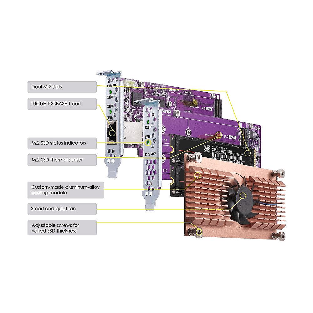 QNAP QM2 Card QM2-2P10G1T Dual-M.2-2280-PCIe-SSD-Singleport-10GbE expansion card